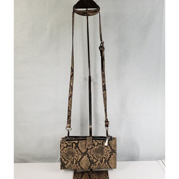 Carlos Santana Tan Gray Snakeskin Purse Crossbody Bag Buckle Strap New With Tags - Picture 3 of 16